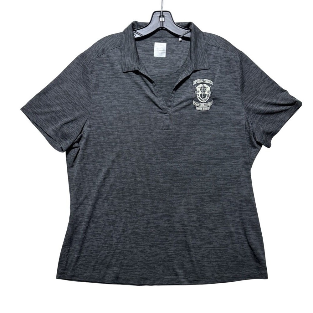 Callaway Polo Shirt Women XXL‎ Gray Special Forces Green Beret Opti-Dri Golf Top